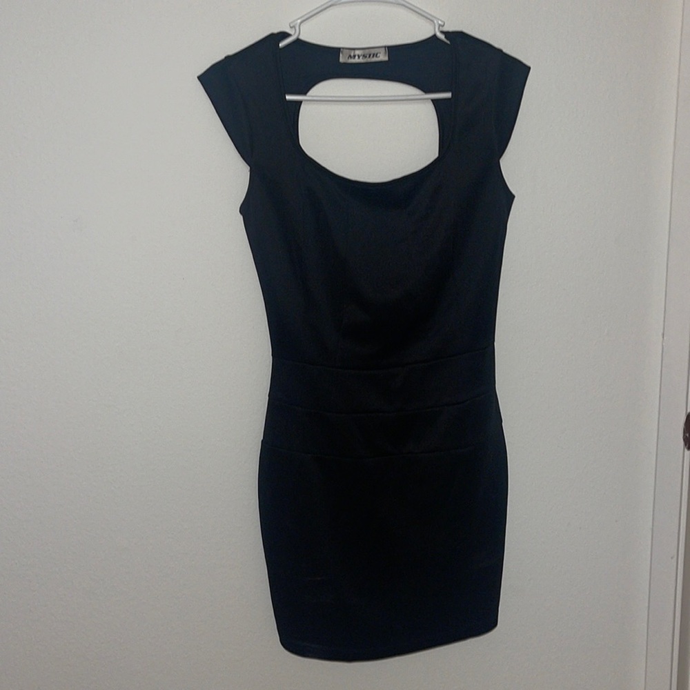 Mystic brand, black medium sized, mini dress.